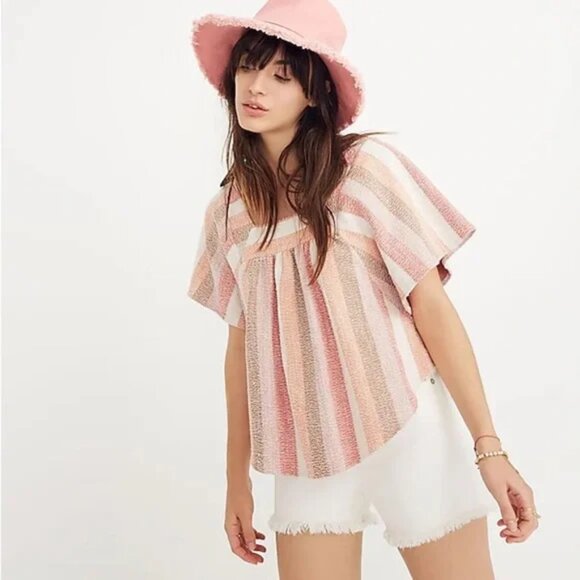 Madewell Texture & Thread Butterfly Top in Sherbet Stripe Size XS - Picture 1 of 8